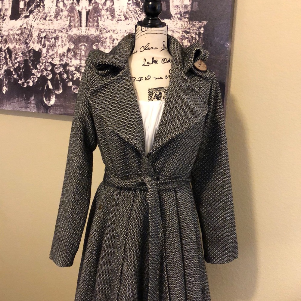Caribbean Queen Peplum A-Line Pea Coat Medium EUC - Picture 2 of 8